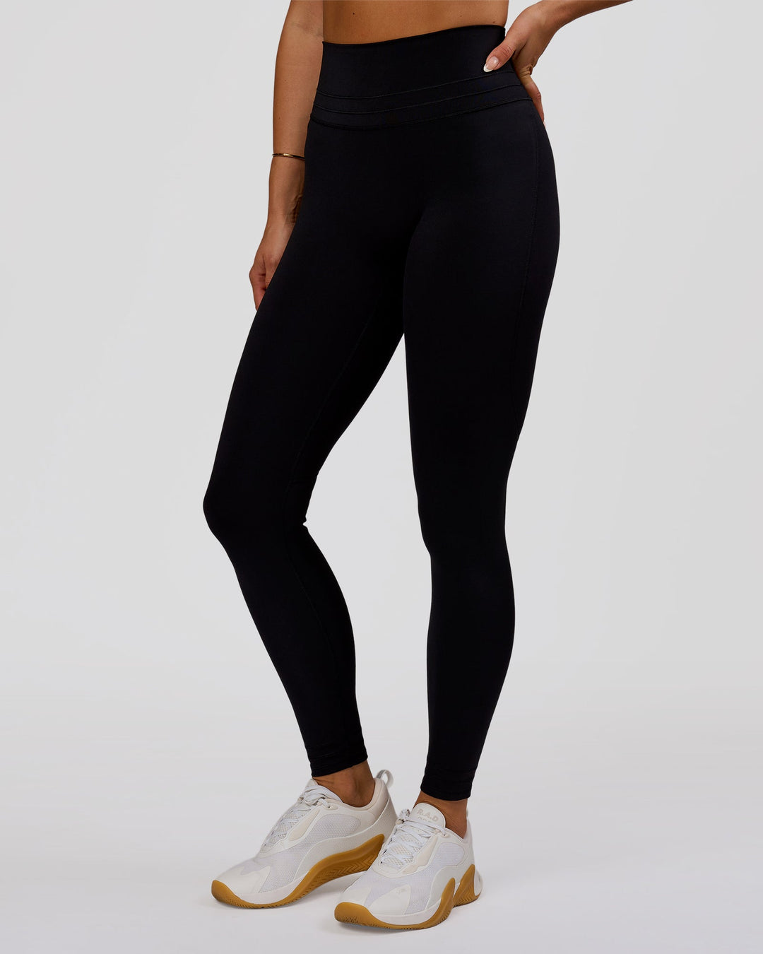 Woman wearing Luxe V-Contour High-Rise Full Length Legging - Black | Model:Bianca | Size:S - view 5