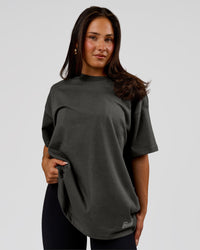 Woman wearing Strata Heavyweight Oversized Tee - Onyx | Model:Bianca | Size:S | Thumbnail Index: 6