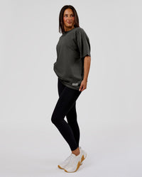 Woman wearing Strata Heavyweight Oversized Tee - Onyx | Model:Bianca | Size:S | Thumbnail Index: 10