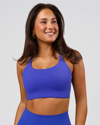 Woman wearing Twist Sports Bra D/DD/E - Power Cobalt | Model:Bianca | Size:S | Thumbnail Index: 3