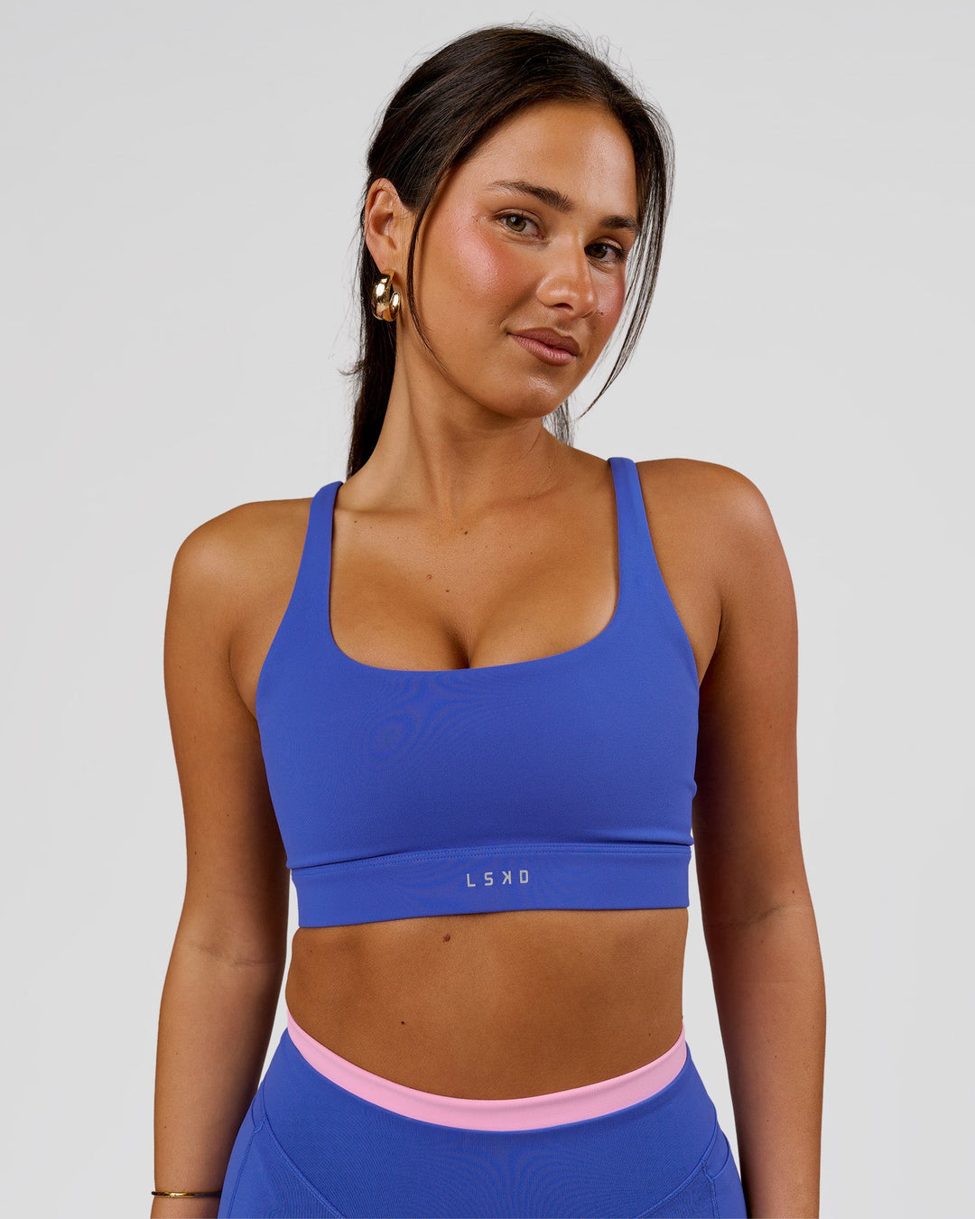 Woman wearing Vision Sports Bra - Power Cobalt | Model:Bianca | Size:S - view 4