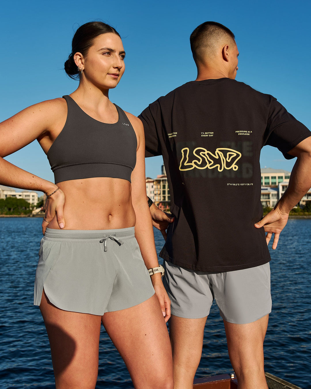 Woman wearing Accelerate Sports Bra - Onyx | Model:Emily | Size:S - view 2