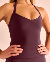 Woman wearing Unleash Shelf Bra Tank - Cherry Lacquer | Model:Emma | Size:S | Thumbnail Index: 0
