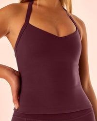 Woman wearing Unleash Shelf Bra Tank - Cherry Lacquer | Model:Emma | Size:S | Thumbnail Index: 3