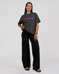 Woman wearing VS6 1% Better Fathers Day FLXCotton Oversized Tee - Dark Storm | Model:Jess | Size:S | Thumbnail Index: 15