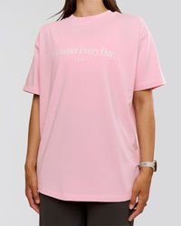 Woman wearing VS6 1% Better Fathers Day FLXCotton Oversized Tee - Marshmallow | Model:Jess | Size:S | Thumbnail Index: 9