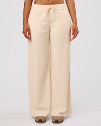 Woman wearing CloudWaffle Wide Leg Pants - Vanilla Bean | Model:Jordan | Size:S | Thumbnail Index: 4