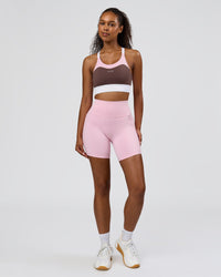 Woman wearing Elevated Accelerate Sports Bra - Cocoa Powder-Marshmallow-White | Model:Jordan | Size:S | Thumbnail Index: 5