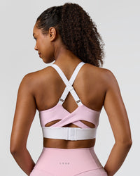 Woman wearing Elevated Accelerate Sports Bra - Cocoa Powder-Marshmallow-White | Model:Jordan | Size:S | Thumbnail Index: 6