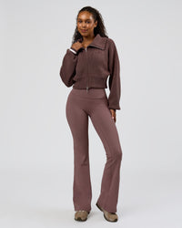 Woman wearing Fierce Knitted Cardigan - Cocoa Powder-White | Model:Jordan | Size:S | Thumbnail Index: 7