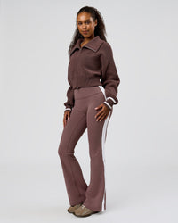 Woman wearing Fierce Knitted Cardigan - Cocoa Powder-White | Model:Jordan | Size:S | Thumbnail Index: 8