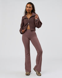 Woman wearing Fierce Knitted Cardigan - Cocoa Powder-White | Model:Jordan | Size:S | Thumbnail Index: 11