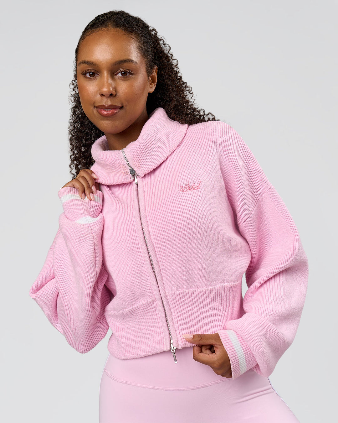 Woman wearing Fierce Knitted Cardigan - Marshmallow-White | Model:Jordan | Size:S - view 3