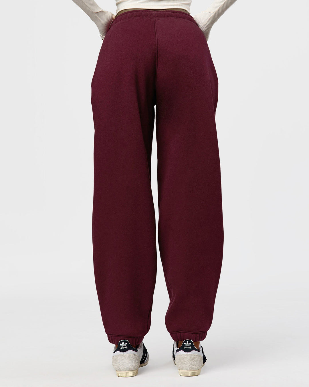 Woman wearing Go-To Oversized Track Pant - Cherry Lacquer | Model:Jordan | Size:S - view 6