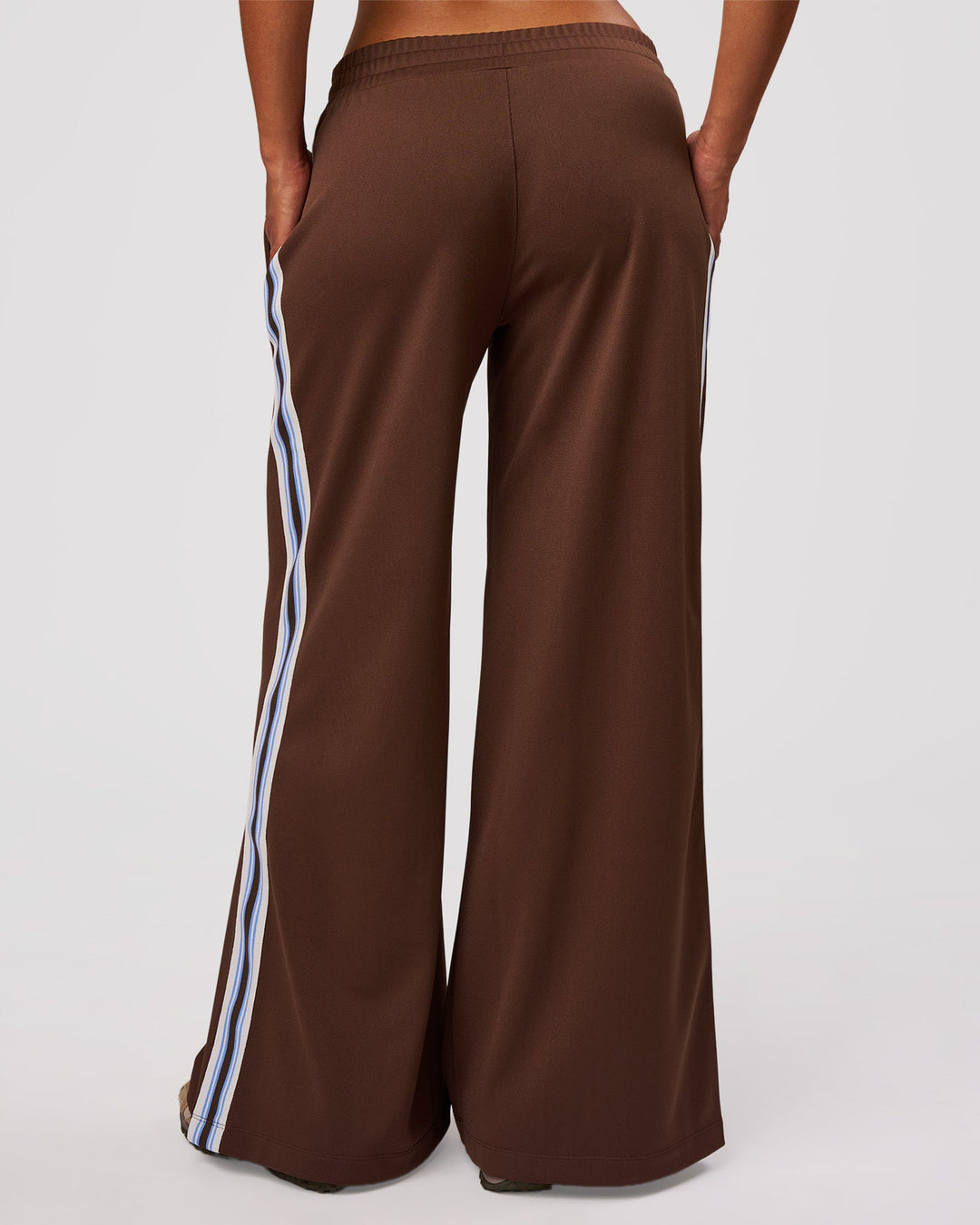 Woman wearing Urban Wide Leg Track Pant - Hot Chocolate-Open Air | Model:Jordan | Size:S - view 6