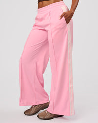 Woman wearing Urban Wide Leg Track Pant - Pink Rose | Model:Jordan | Size:S | Thumbnail Index: 0
