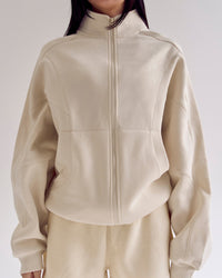 Woman wearing Bree Oversized Fleece Zip Thru - Vanilla Bean | Model:Rianna | Size:S | Thumbnail Index: 14