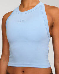 Woman wearing Go-To FLXCotton Rib Crop Tank - Open Air | Model:Rosie | Size:S | Thumbnail Index: 1