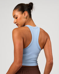 Woman wearing Go-To FLXCotton Rib Crop Tank - Open Air | Model:Rosie | Size:S | Thumbnail Index: 2