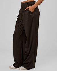Woman wearing StretchShift Wide Leg Pant Tall - Ground Coffee | Model:Rosie | Size:S | Thumbnail Index: 2