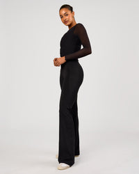 Woman wearing Studio Mesh Asymmetric Long Sleeve - Black | Model:Rosie | Size:S | Thumbnail Index: 3