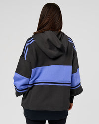 Woman wearing A-Team Oversized Hoodie - Onyx-Bluebell | Model:Bianca | Size:XS | Thumbnail Index: 5