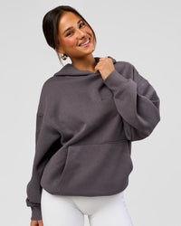 Woman wearing Base Oversized Hoodie - Duskstone | Model:Bianca | Size:XS | Thumbnail Index: 6
