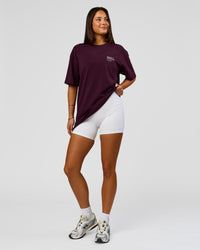 Woman wearing Coffee Run FLXCotton Oversized Tee - Cherry Lacquer-Black | Model:Bianca | Size:XS | Thumbnail Index: 10
