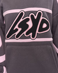 Woman wearing Vibe Oversized Hoodie - Duskstone-Marshmallow | Model:Bianca | Size:XS | Thumbnail Index: 5