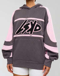 Woman wearing Vibe Oversized Hoodie - Duskstone-Marshmallow | Model:Bianca | Size:XS | Thumbnail Index: 10