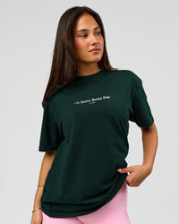 Woman wearing VS6 1% Better FLXCotton Oversize Tee - Midnight Green | Model:Bianca | Size:XS | Thumbnail Index: 2
