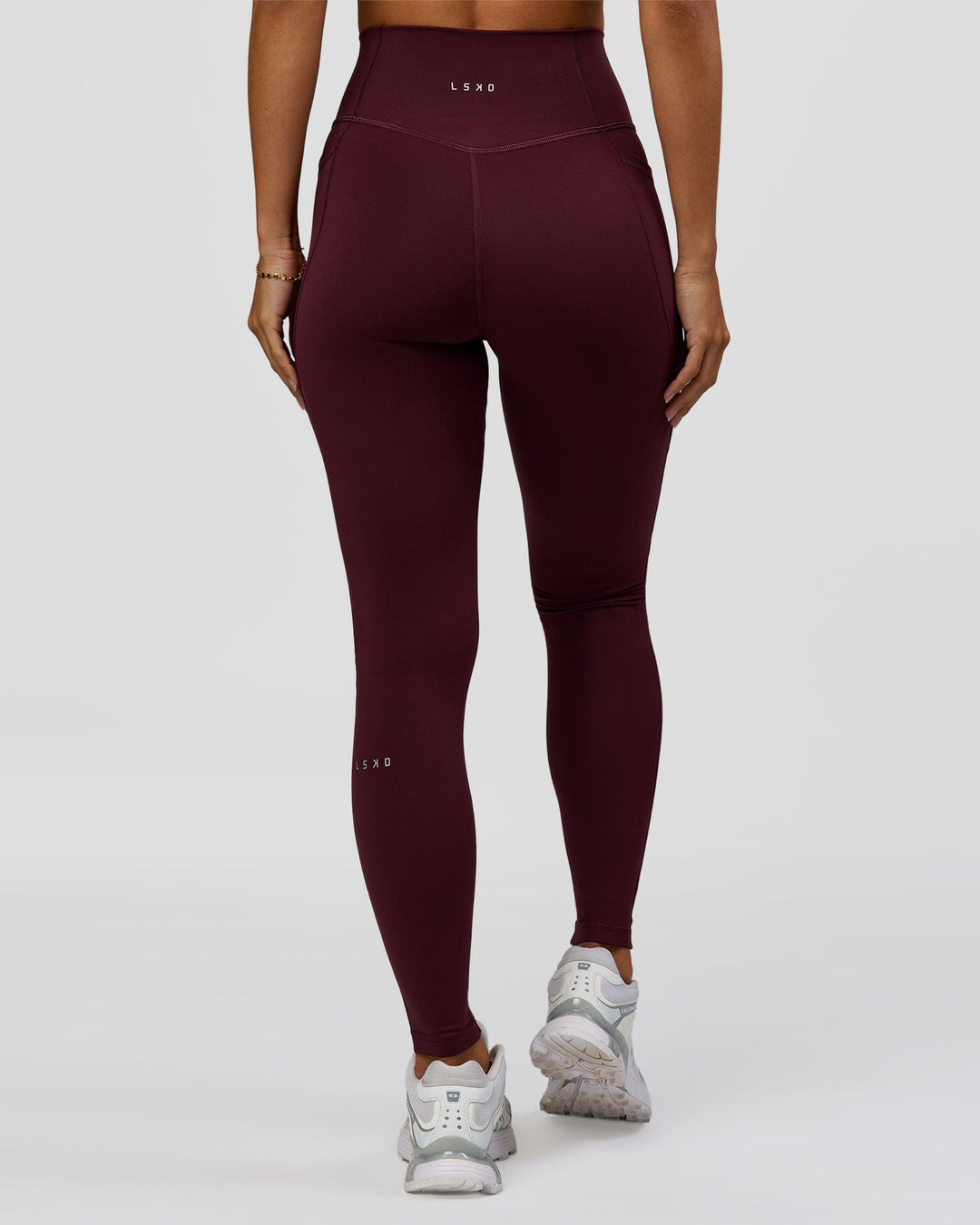 Woman wearing Fusion Ultra High-Rise Full Length Legging Pockets - Cherry Lacquer | Model:Brylee | Size:XS - view 7