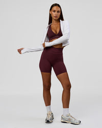 Woman wearing Sculpt Full Zip Long Sleeve Top - White | Model:Brylee | Size:XS | Thumbnail Index: 9