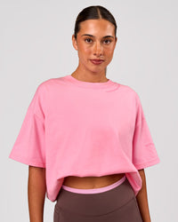 Woman wearing Bree Heavyweight Oversized Tee - Pink Rose | Model:Charli | Size:XS | Thumbnail Index: 1