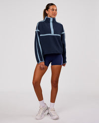 Woman wearing Expedition Pop Over - Future Navy-Open Air | Model:Charli | Size:XS | Thumbnail Index: 1