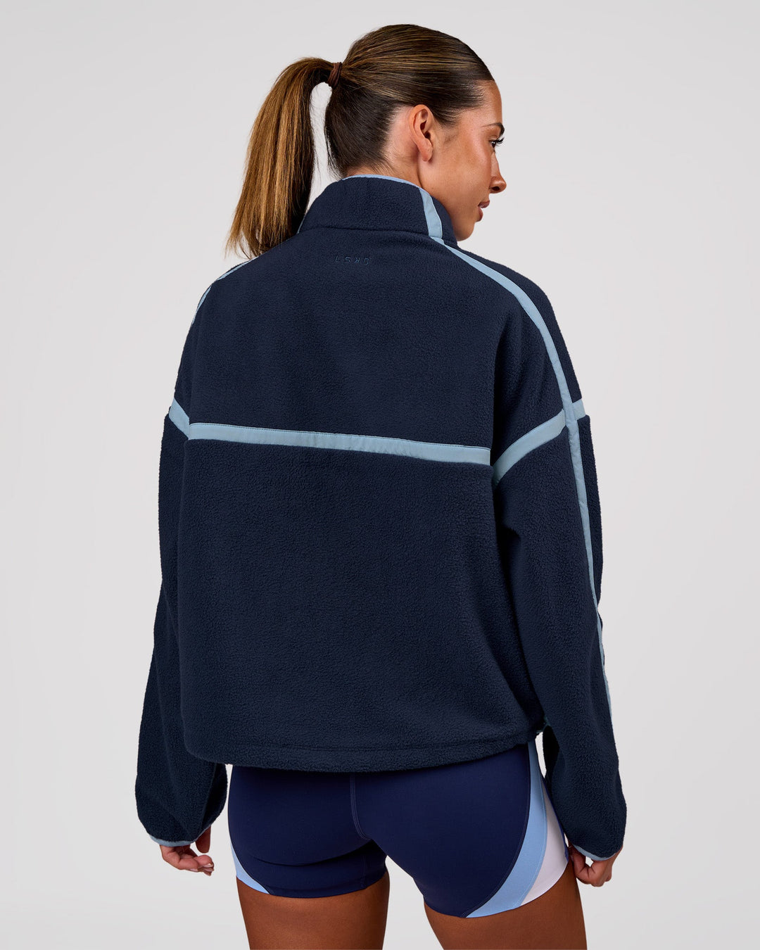 Woman wearing Expedition Pop Over - Future Navy-Open Air | Model:Charli | Size:XS - view 3