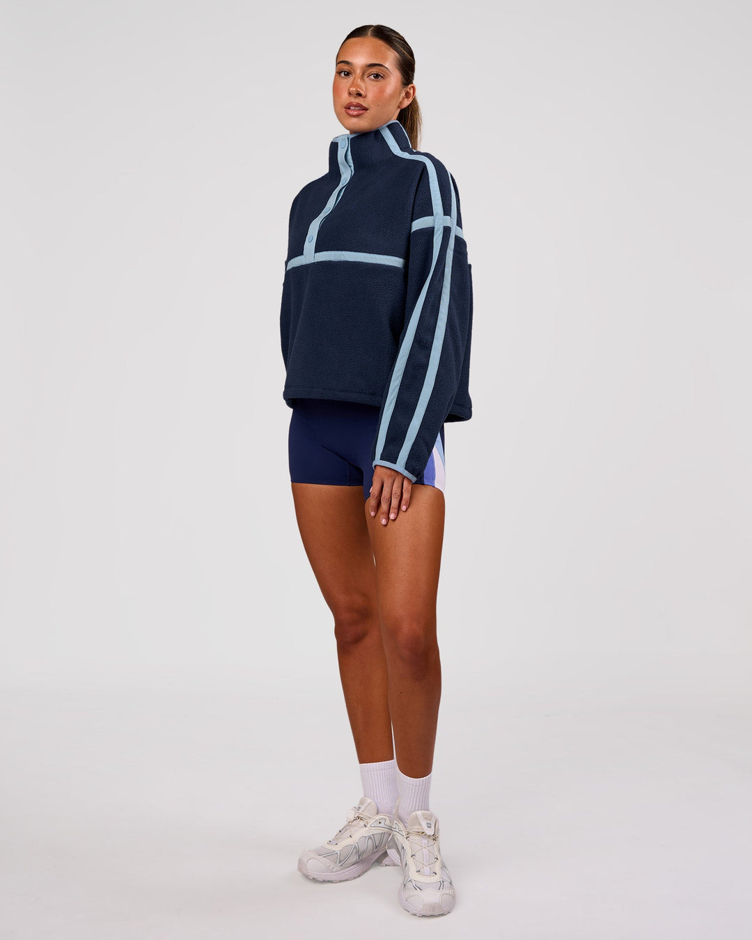 Woman wearing Expedition Pop Over - Future Navy-Open Air | Model:Charli | Size:XS - view 7