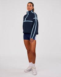 Woman wearing Expedition Pop Over - Future Navy-Open Air | Model:Charli | Size:XS | Thumbnail Index: 6