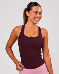 Woman wearing Flow Rib Scoop Neck Tank - Cherry Lacquer | Model:Charli | Size:XS | Thumbnail Index: 1
