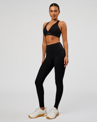 Woman wearing Fusion Bonded High-Rise Full Length Legging Pockets - Black | Model:Charli | Size:XS | Thumbnail Index: 1