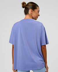 Woman wearing Go-To FLXCotton Oversized Tee - Bluebell Washed-White | Model:Charli | Size:XS | Thumbnail Index: 6