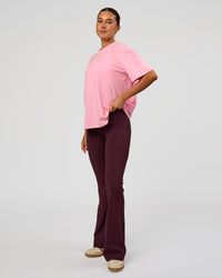 Woman wearing Go-To FLXCotton Oversized Tee - Pink Rose-White | Model:Charli | Size:XS | Thumbnail Index: 3