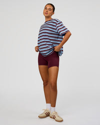 Woman wearing Go-To Shadow Stripe FLXCotton Oversized Tee - Open Air-Cherry Lacquer | Model:Charli | Size:XS | Thumbnail Index: 3