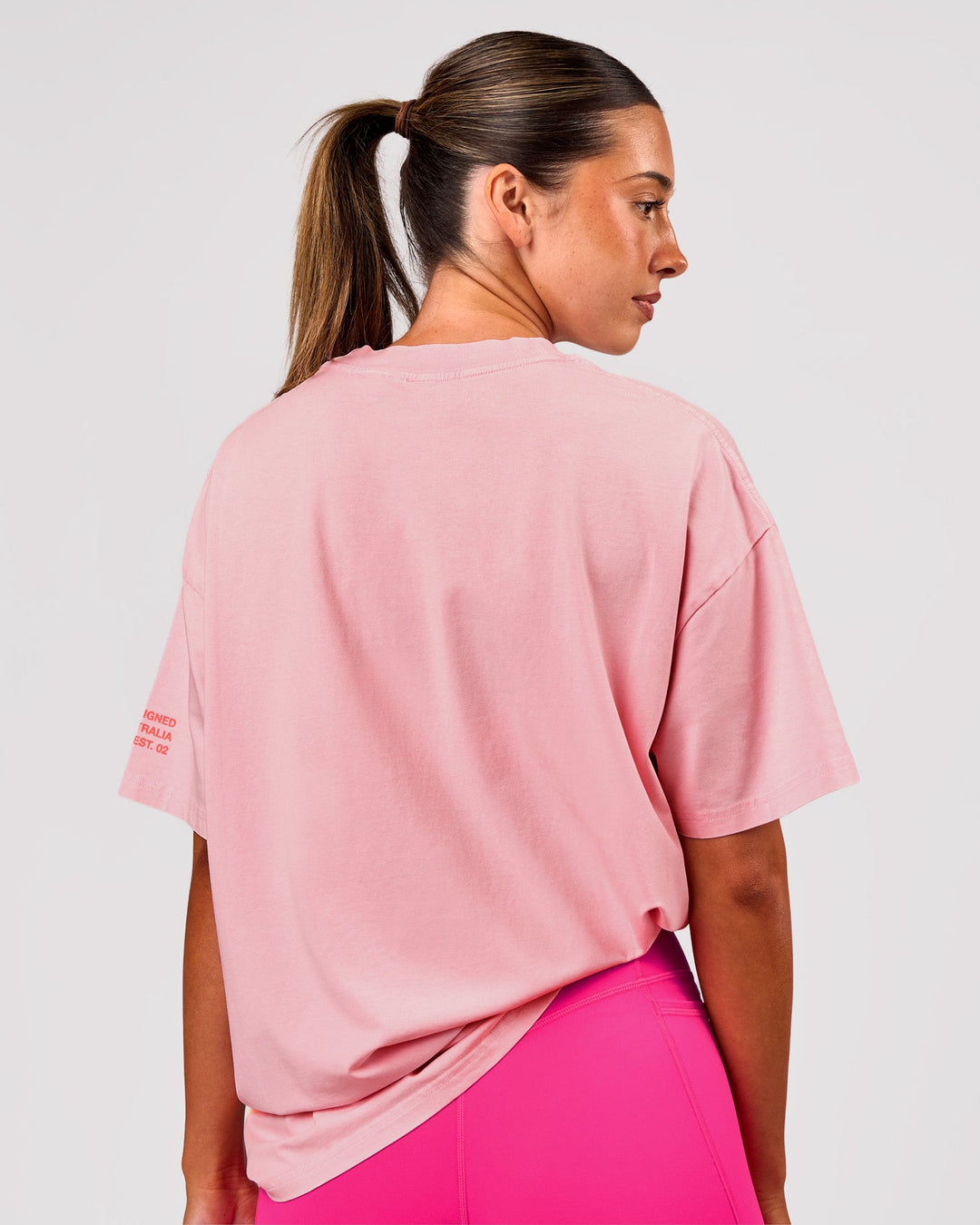 Woman wearing Hybrid Elements Heavyweight FLXCotton Oversized Tee  - Marshmallow Washed | Model:Charli | Size:XS - view 5