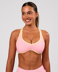 Woman wearing Luminous Sports Bra - Pink Rose-Lemon | Model:Charli | Size:XS | Thumbnail Index: 5