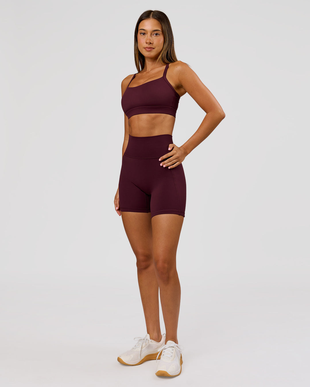 Woman wearing Momentum Sports Bra D/DD/E - Cherry Lacquer | Model:Charli | Size:XS - view 5