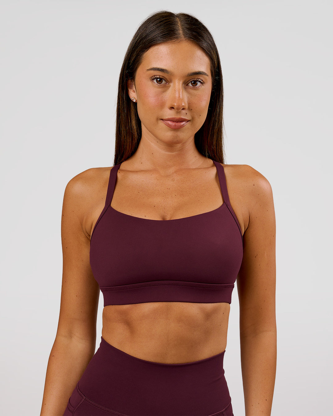 Woman wearing Momentum Sports Bra D/DD/E - Cherry Lacquer | Model:Charli | Size:XS - view 8