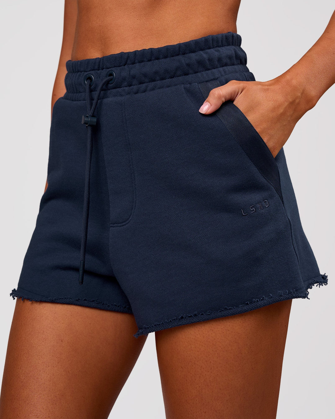 Woman wearing MVP Elite Terry Short - Future Navy | Model:Charli | Size:XS - view 7