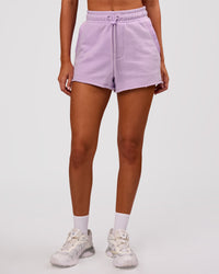 Woman wearing MVP Elite Terry Short - Pale Lilac | Model:Charli | Size:XS | Thumbnail Index: 2
