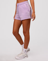 Woman wearing MVP Elite Terry Short - Pale Lilac | Model:Charli | Size:XS | Thumbnail Index: 4